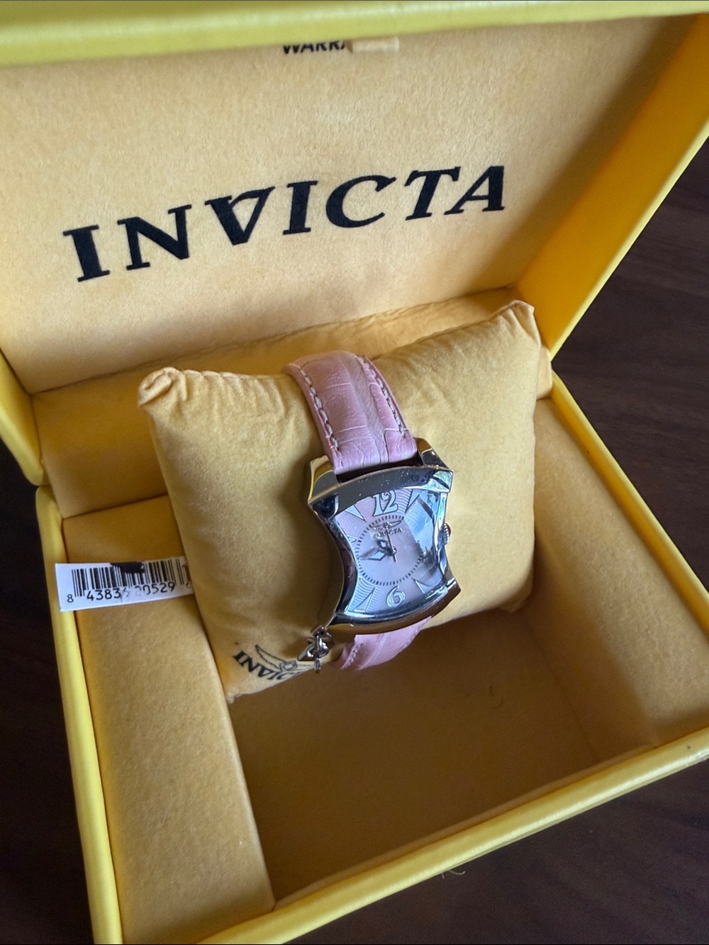Invicta Silver-Tone Case Watch with Pink Leather Strap
